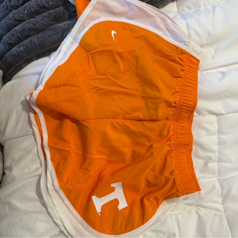Nike Orange and White Running Shorts with Elastic Waistband